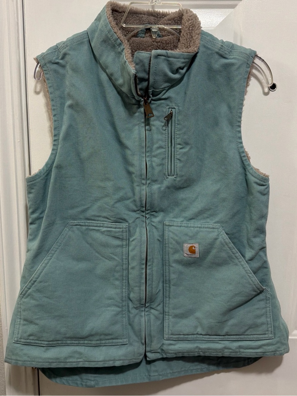 Carhartt women’s Sherpa-Lined Utility Vest in Teal